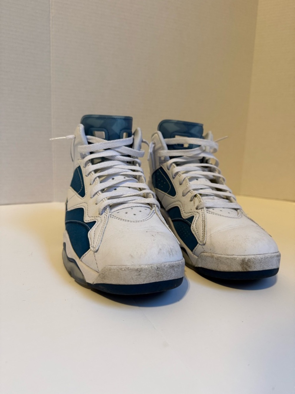 Nike Men’s White and Teal High-Top Sneakers